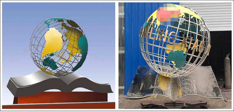 不銹鋼地球，景觀地球雕塑，學(xué)校地球儀擺件