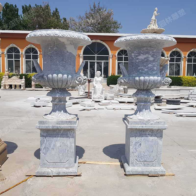 石雕花盆，大理石花盆